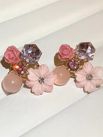Korean Pink Flower Earrings