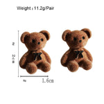 Korean Cute Funny Plush Brown Bear Stud