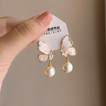 Light Luxury Butterfly Pearl Earrings
