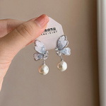 Light Luxury Butterfly Pearl Earrings