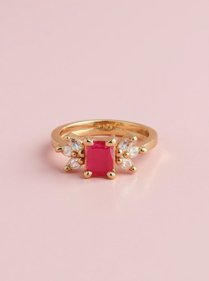 Urmika Ring (Golden pink stone)