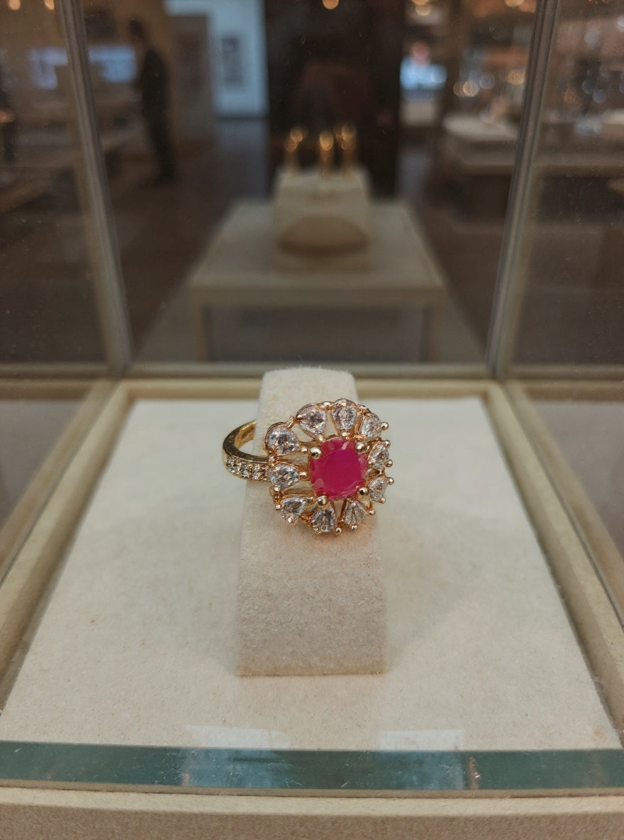 Srija Ring (Gold Pink Stone)