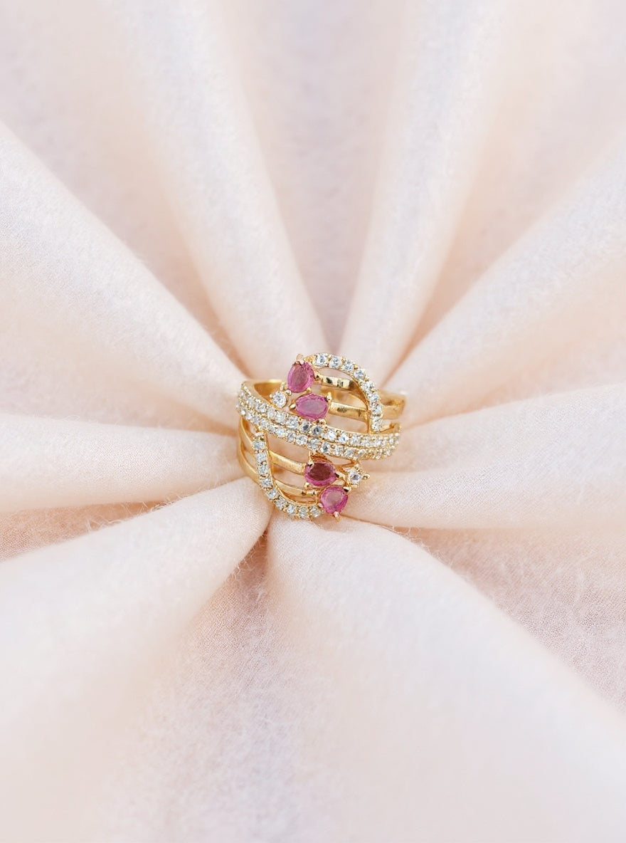 Reety Ring(golden pink stone)