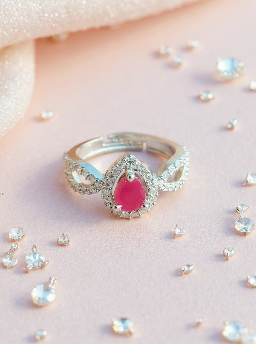 Aivika Ring(Silver Pink Stone)