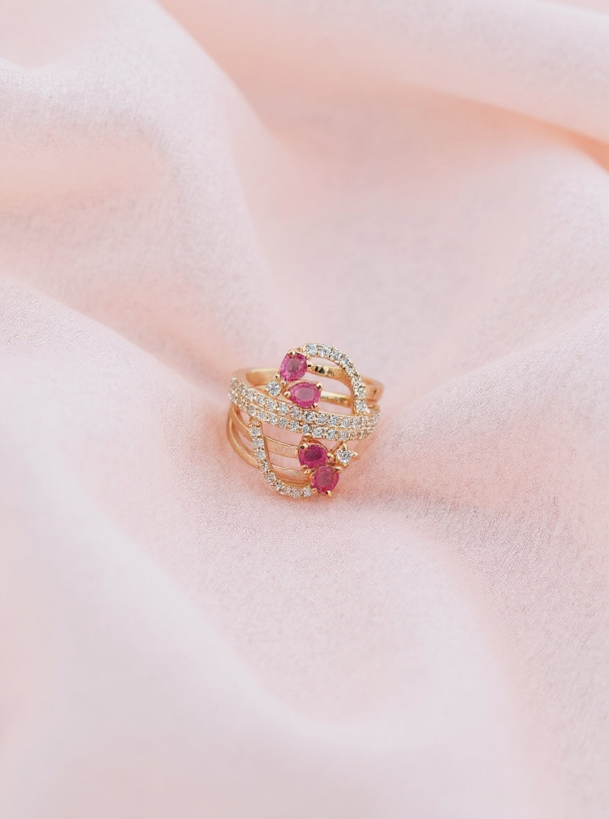Reety Ring(golden pink stone)