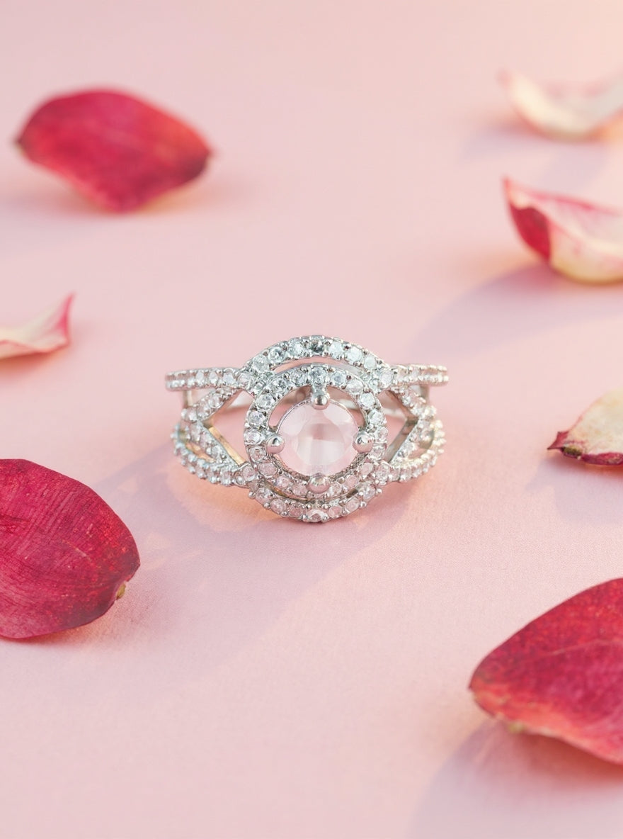 Aavina Ring (Silver light Pink Stone)