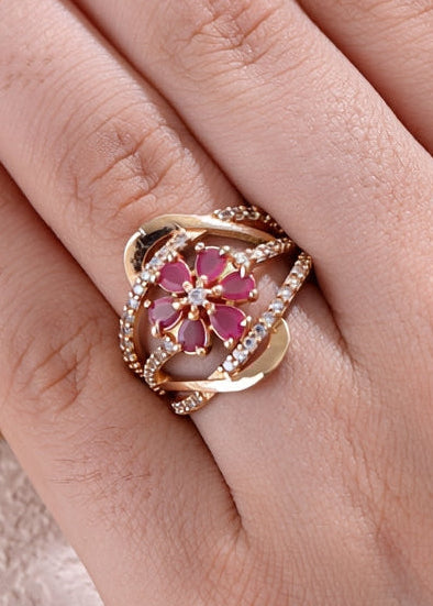 🎁 Saanvika Ring (Ruby Stone) - Free Size