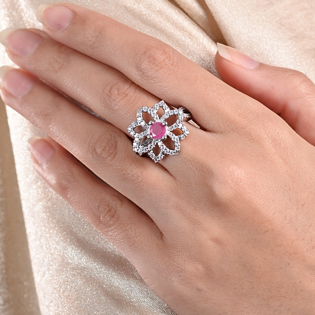 Asmita Ring (Silver pink stone)