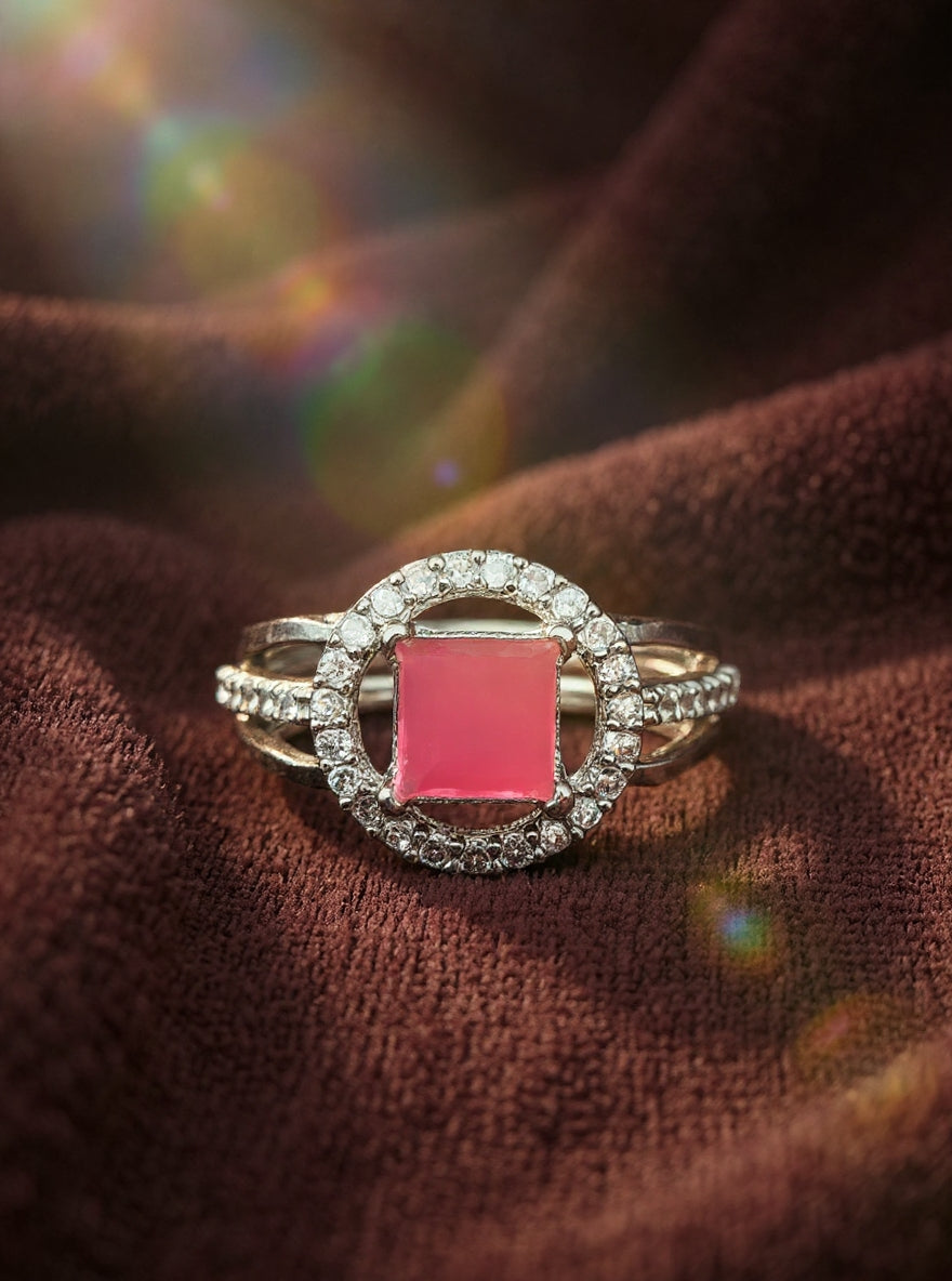 Gaurika Ring (Silver Pink Stone)