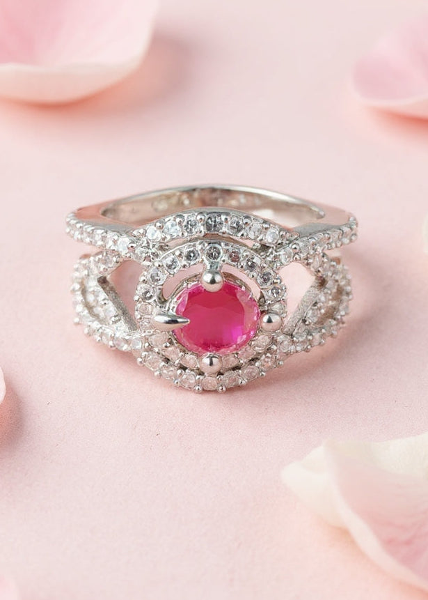 Anamika Ring (Silver Pink stone)