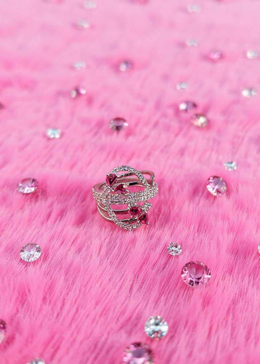 Shakshi Ring (Silver pink stone)