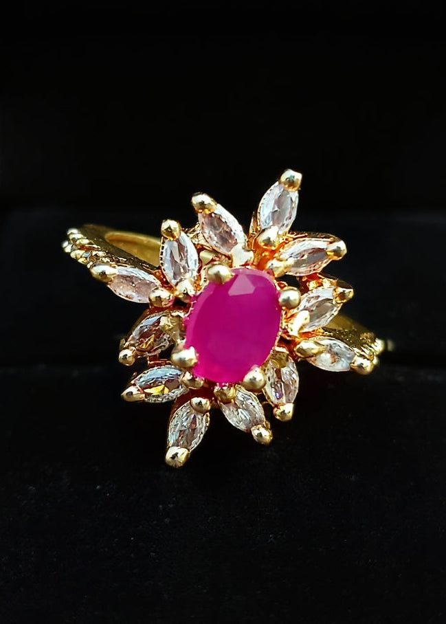 Eeshmita Ring(Golden Pink Stone)