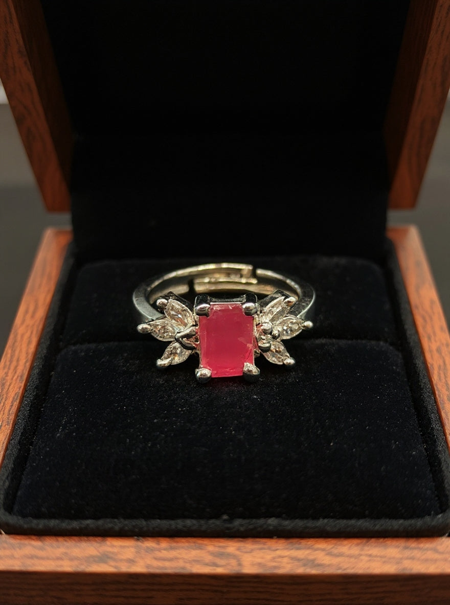 Kavya Ring (Silver Pink Stone)