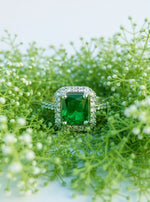 Saloni Ring(Silver Green Stone)