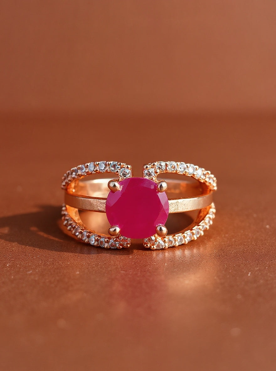 Navisha Ring(Golden Pink Stone)