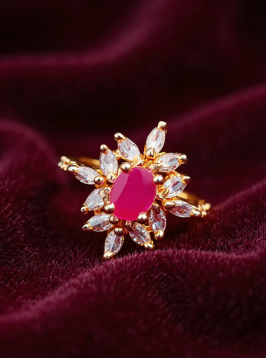 Eeshmita Ring(Golden Pink Stone)