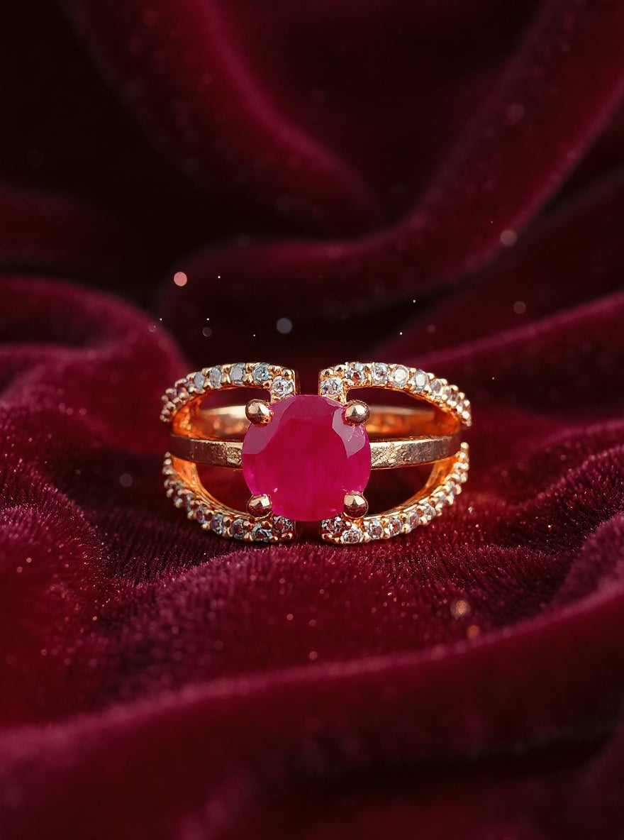 Navisha Ring(Golden Pink Stone)