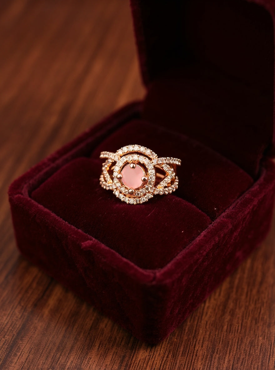 Dakshata Rng (Golden Light Pink Stone)