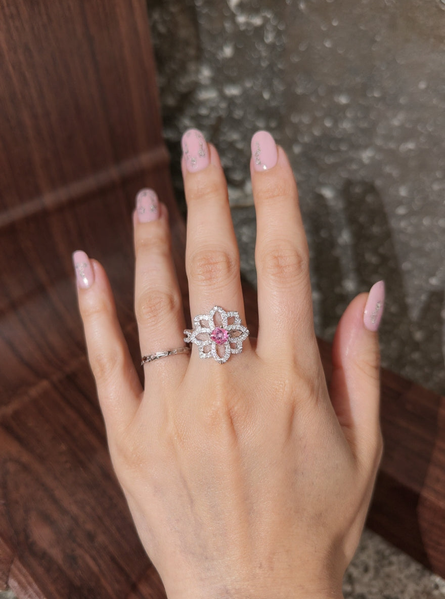 Asmita Ring (Silver pink stone)