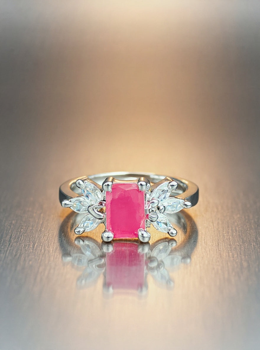 Kavya Ring (Silver Pink Stone)