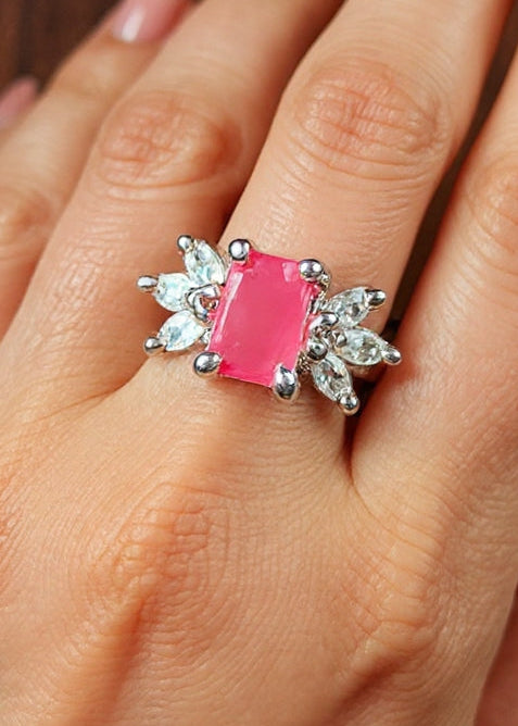 Kavya Ring (Silver Pink Stone)