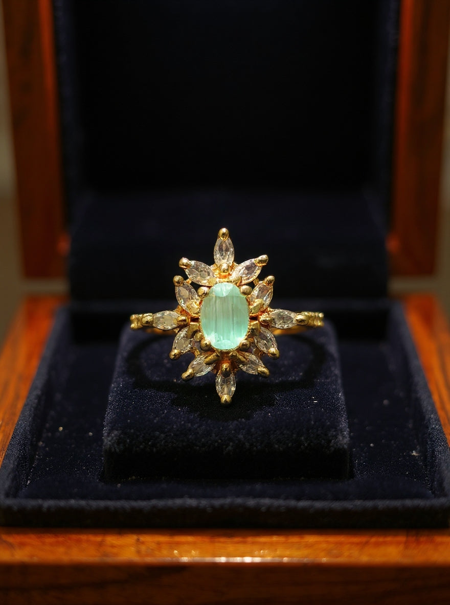 Antara Ring (Golden Pale Turquoise Stone)