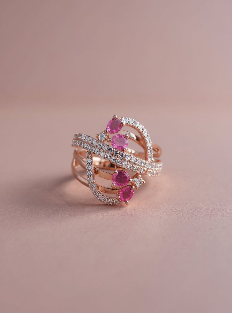 Reety Ring(golden pink stone)