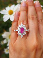 Punam Ring(Silver Pink Stone)