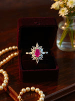 Punam Ring(Silver Pink Stone)