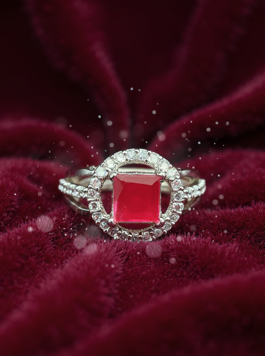 Gaurika Ring (Silver Pink Stone)