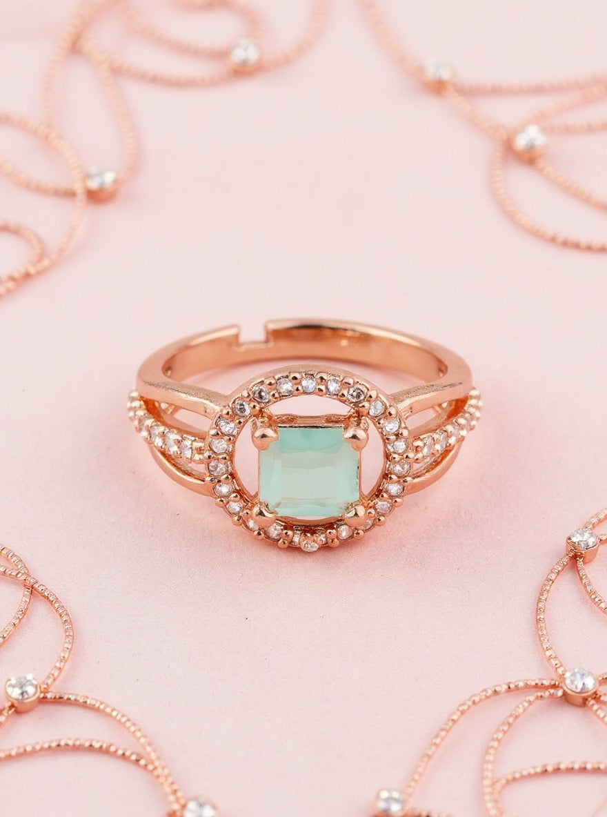 Alisha Ring(GoldenPale Turquoise Stone)