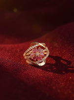Saanvika Ring ( Golden Pink Stone)