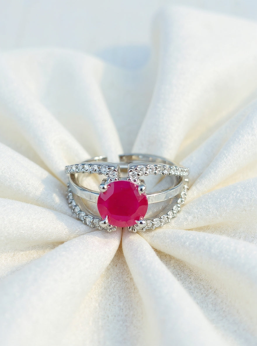 Lily Ring (Silver Pink Stone)