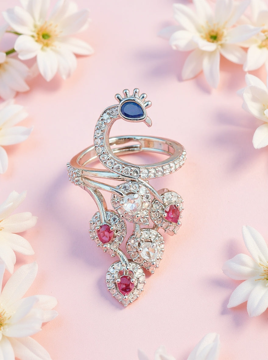 Mayuri Ring (Silver Pink Stone)