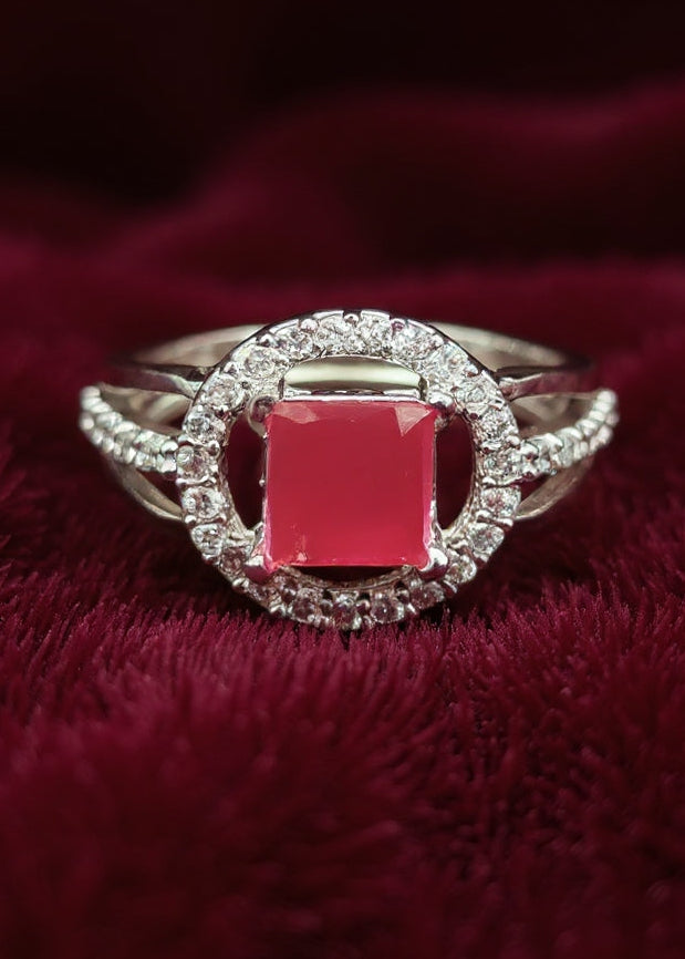 Gaurika Ring (Silver Pink Stone)