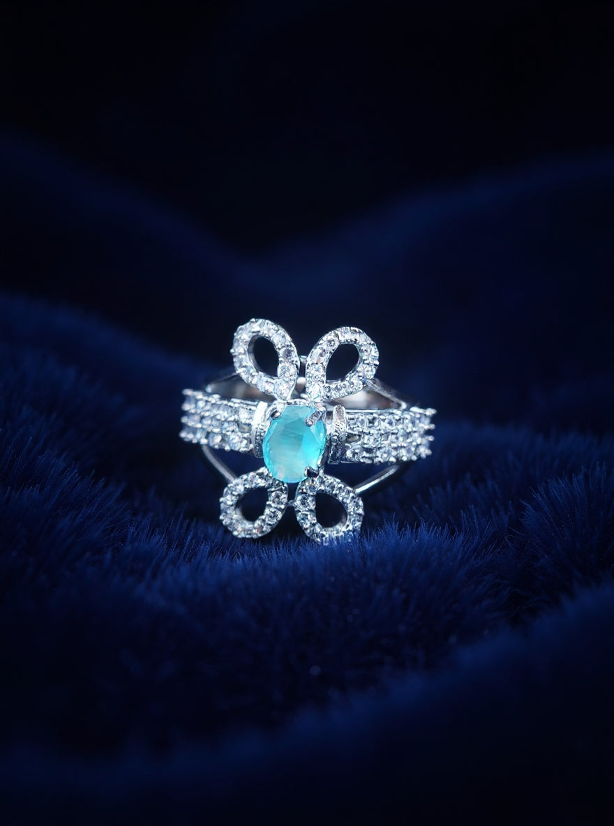 Nilakshi Ring ( Silver Pale Turquoise Stone)
