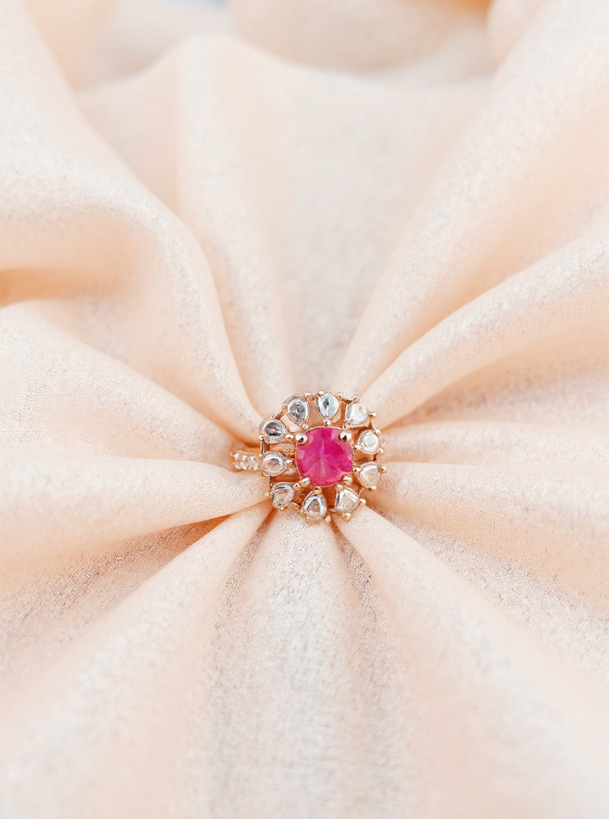 Srija Ring (Gold Pink Stone)