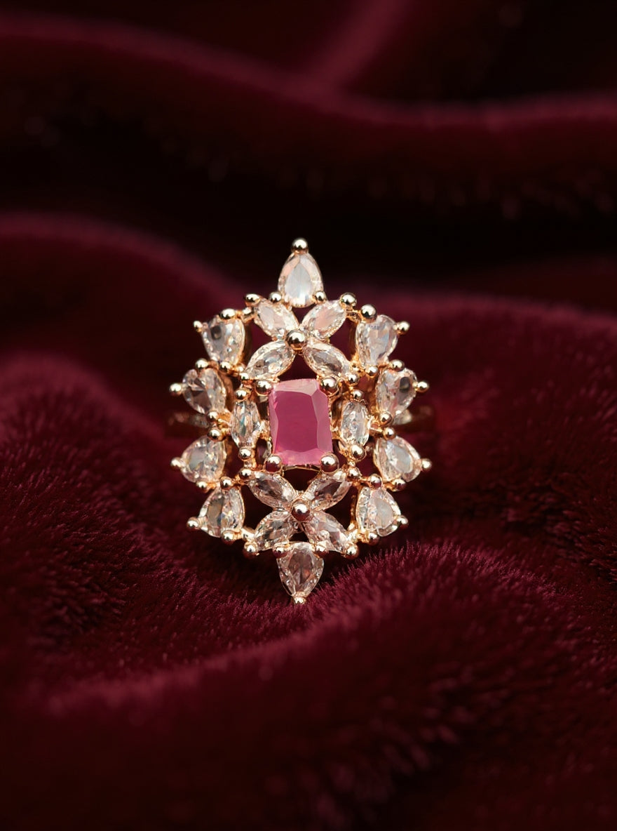 Aashna Ring (Golden Pink Stone)