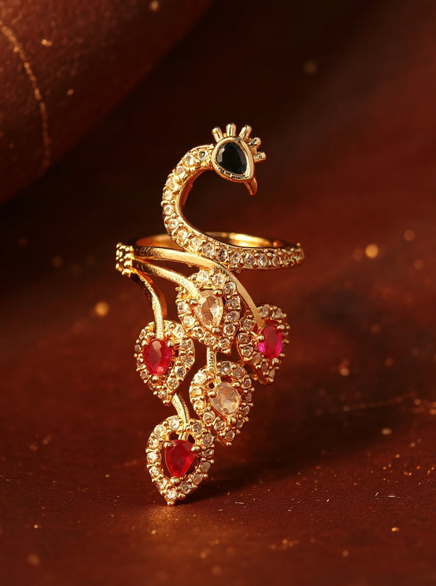 Pihu Ring (Golden Pink Stone)