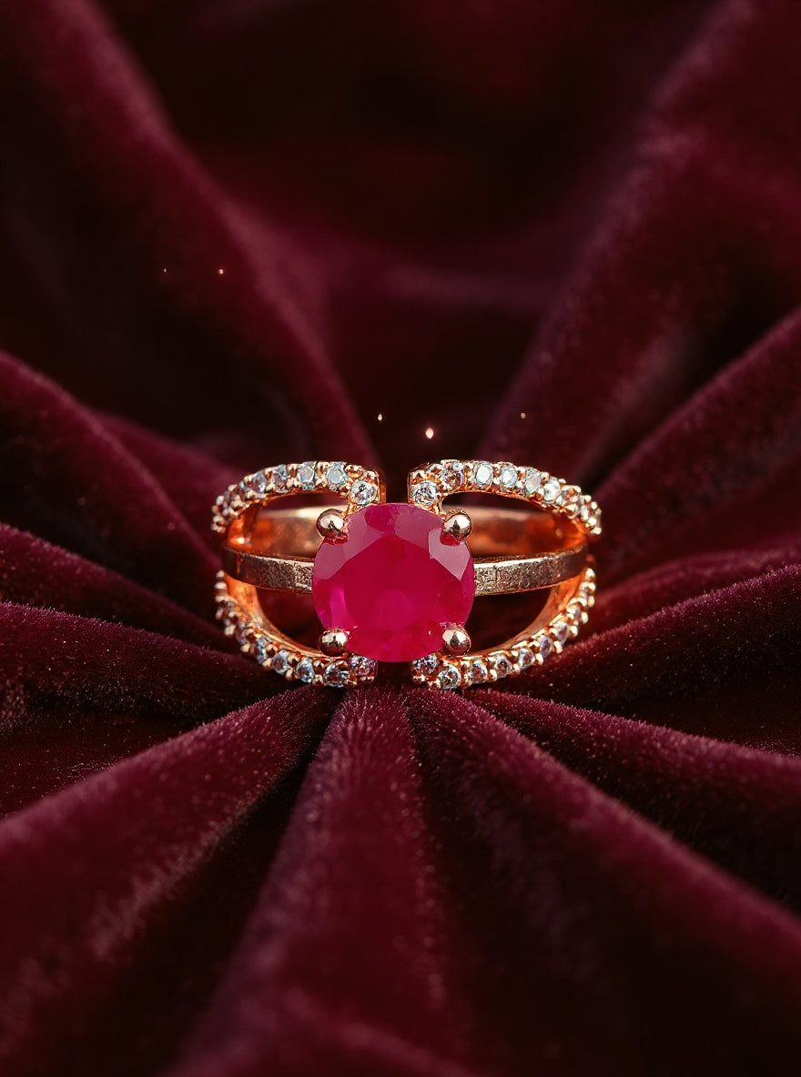 Navisha Ring(Golden Pink Stone)