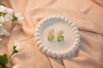 Korean Luxurious Pearl Green And White Drop Gold Earring