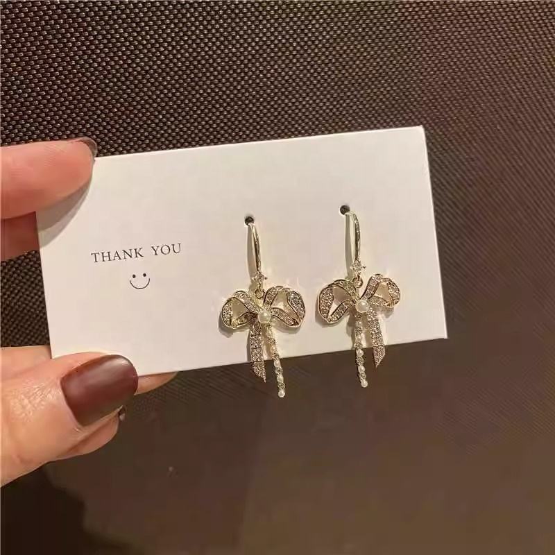 Crystal Bow Drop Earring