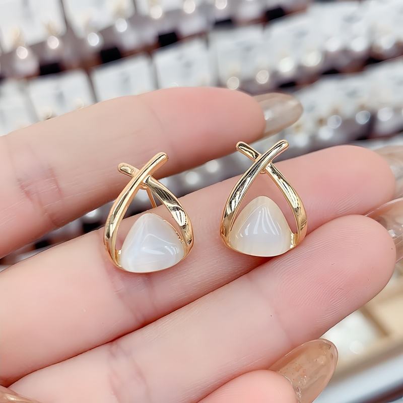 Korean Cross Pearl Tassel Earrings