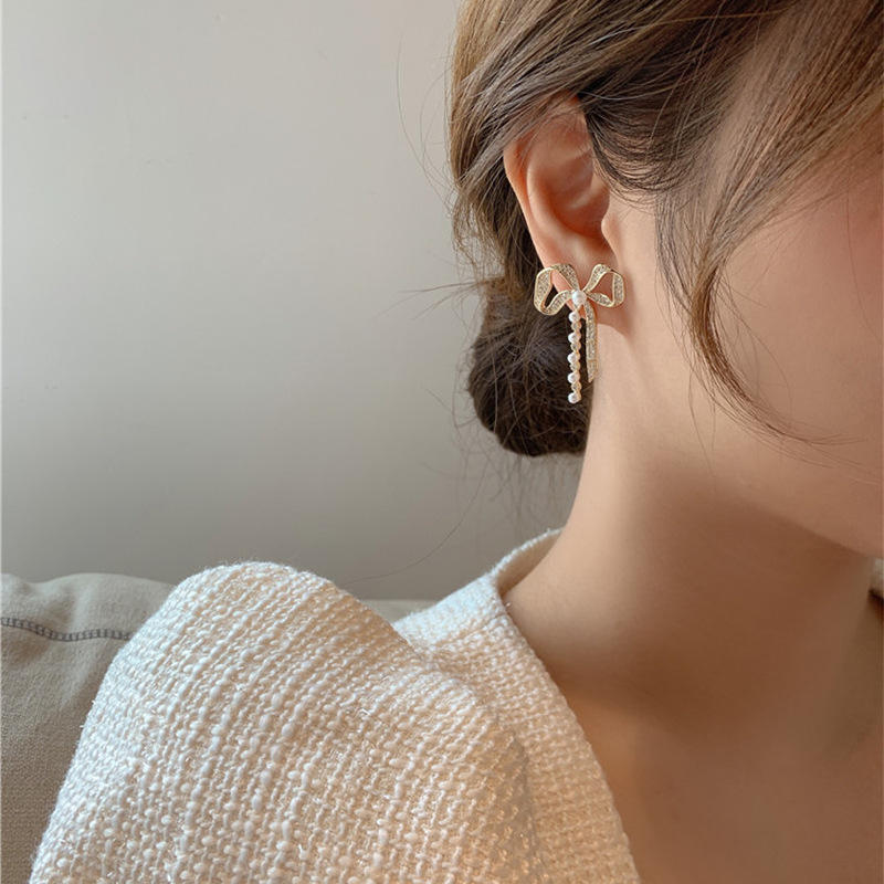 Crystal Bow Drop Earring