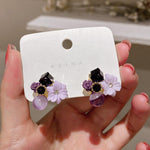 Korean Purple Flower Earrings
