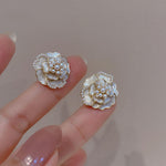 Korean Flower Gold Plated Earrings