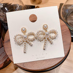 Korean Pearl Bow Earrings