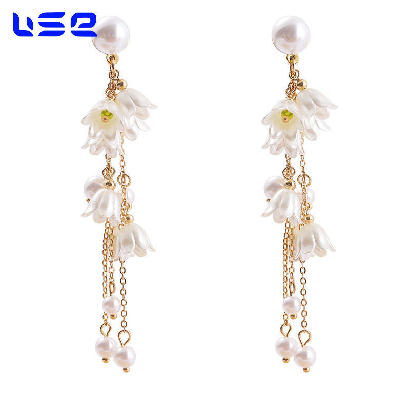 Korean Lily Flower Drop Earrings