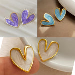 Heart-Shaped Marble Effect Stud