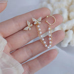 Pearl Rhinestone Butterfly Stud Earring